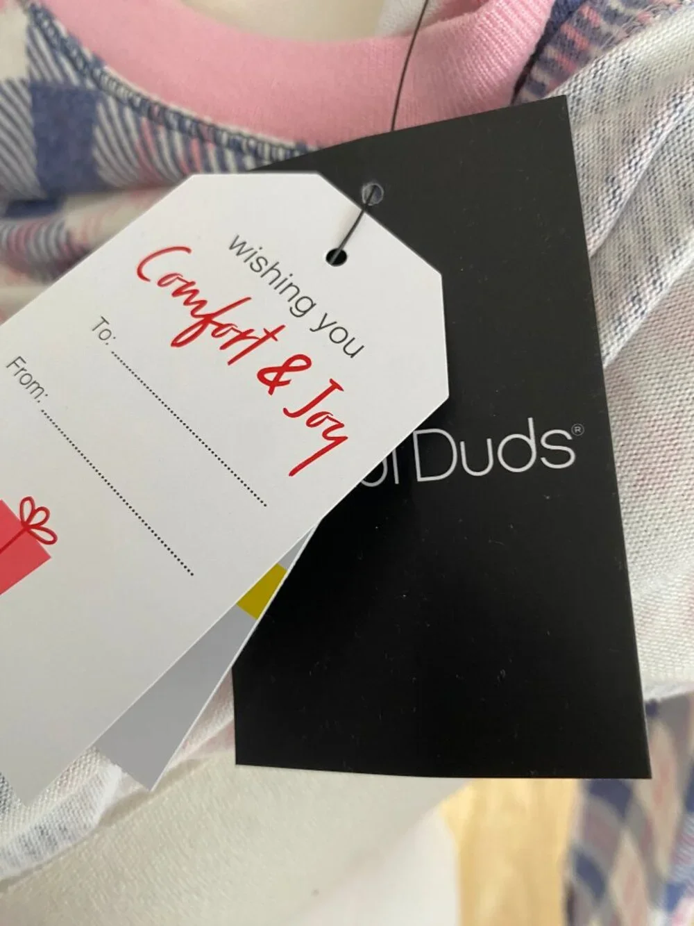 NEW Cuddl Duds Plaid Pajama Set Jogger Pants Pockets Pink Blue M